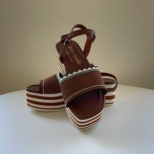 NWOT Kate Spade sporty platforms, Brown/White, size 9